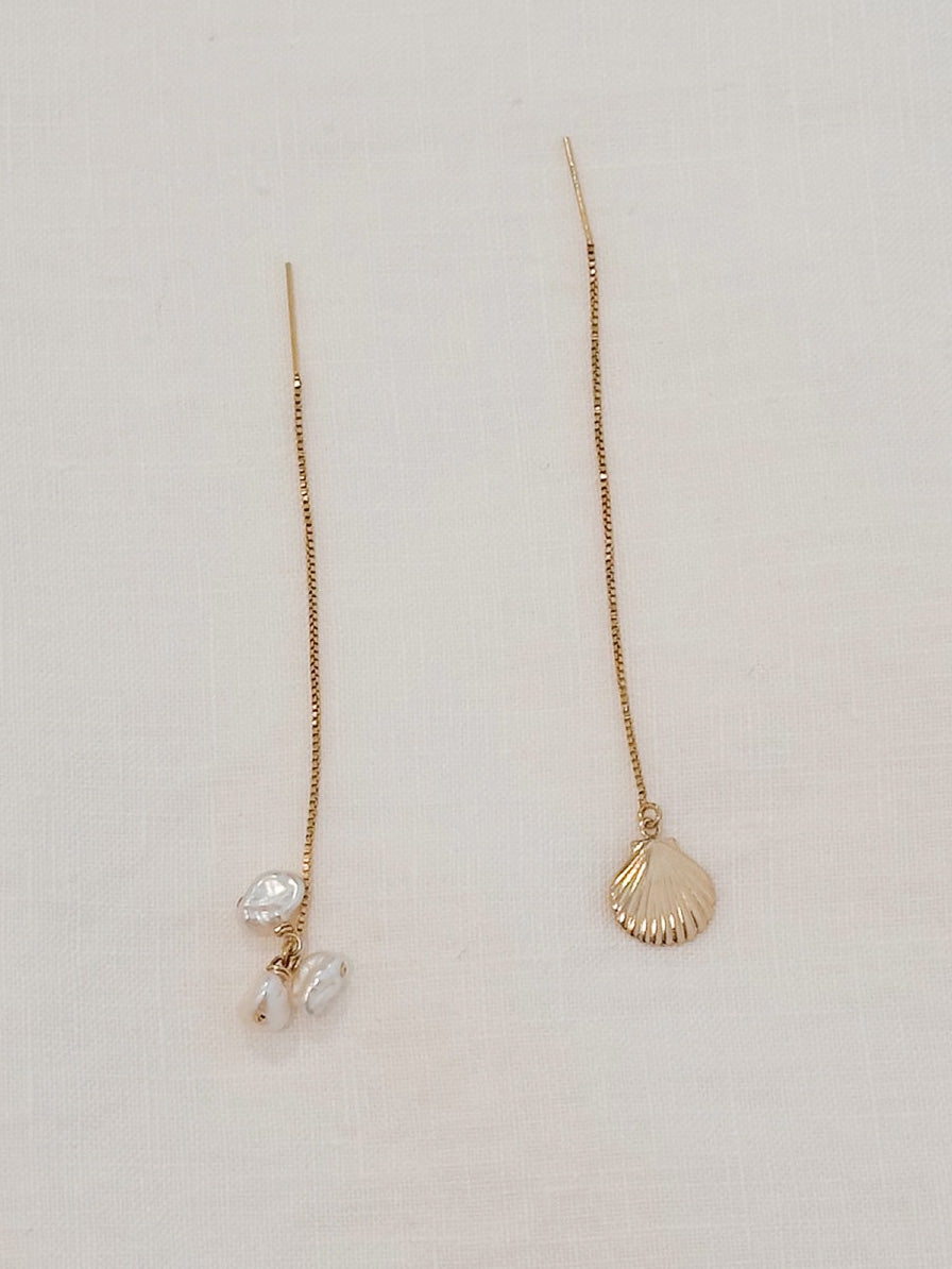 SEA GLOW COLLECTION Pearl Necklace / Asymmetry Earrings