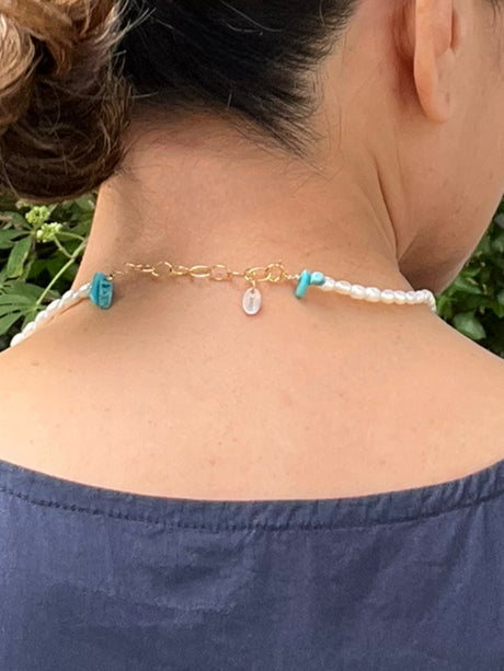 Blue Flow Pearl & Turquoise Necklace