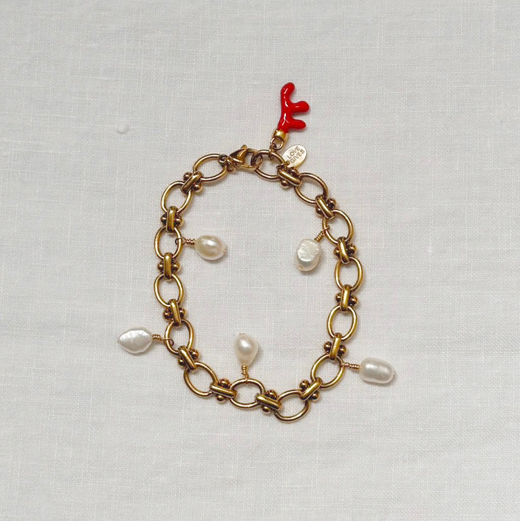 Flow by the Sea – Pearl & Coral Bracelet