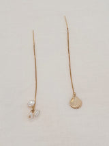 SEA GLOW COLLECTION  Pearl Necklace /  Asymmetry Earrings