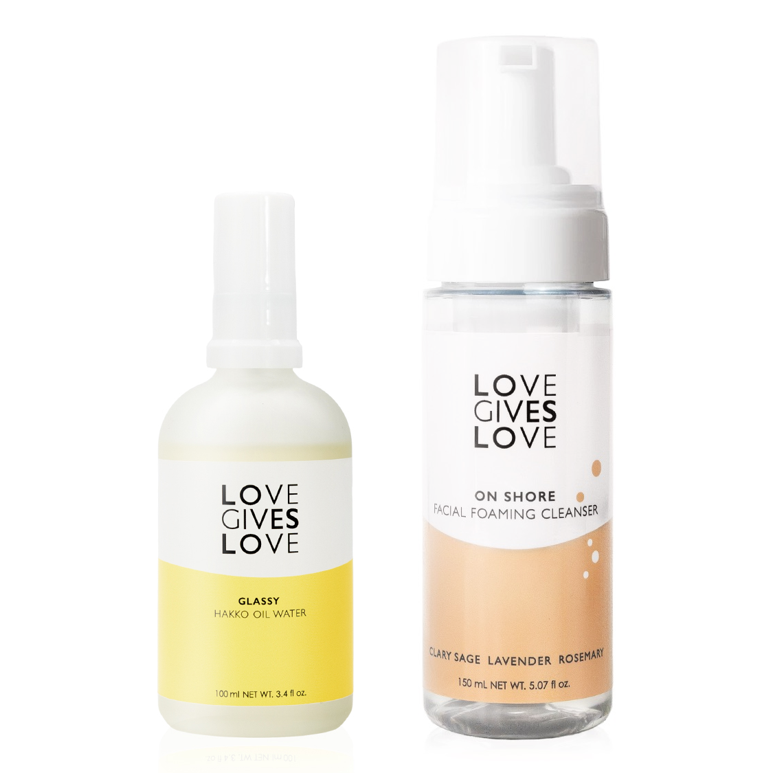 【 20%OFFset 】ON SHORE FACIAL FOAMING CLEANSER & GLASSY HAKKO OIL WATER